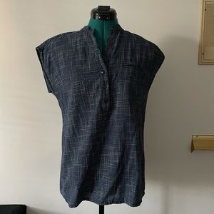 Bridge & Burn Sleeveless Blue Windowpane Plaid Top, Sz Small